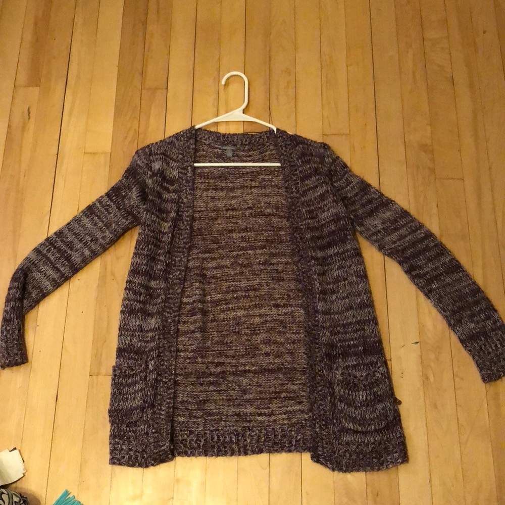 burgundy and white cardigan- S